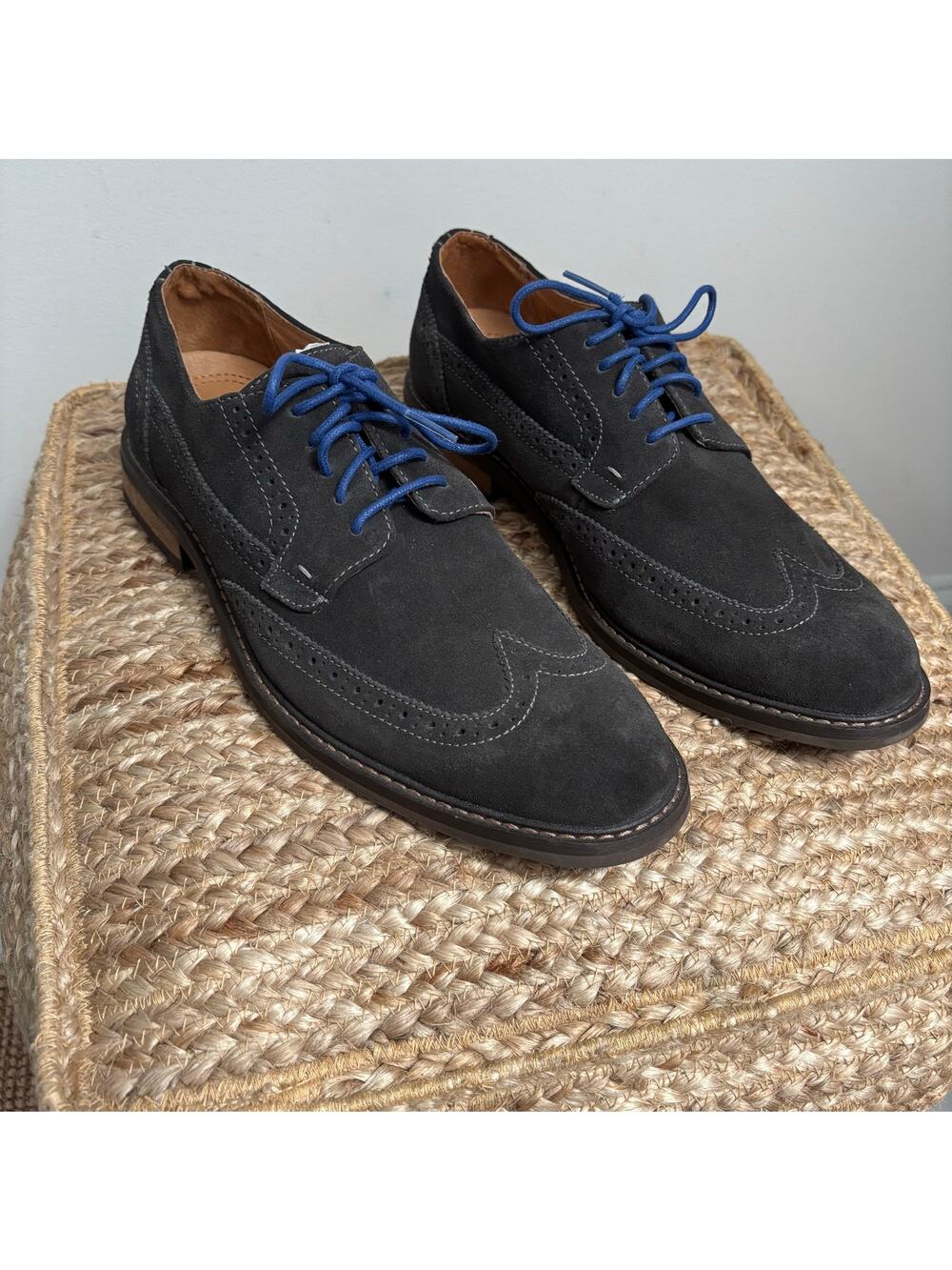 Vionic Bowery Bruno Men's 10.5 (approx 11) Gray Suede Wingtip Oxford Dress Shoes